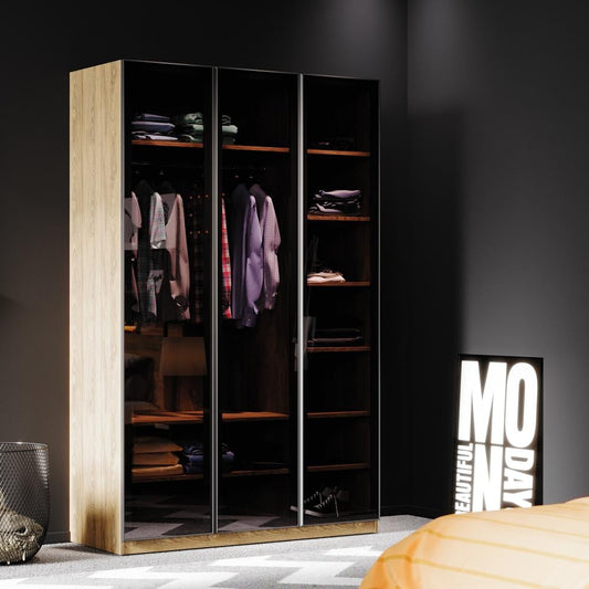 3-door transparent wardrobe, legendary gray youth glass