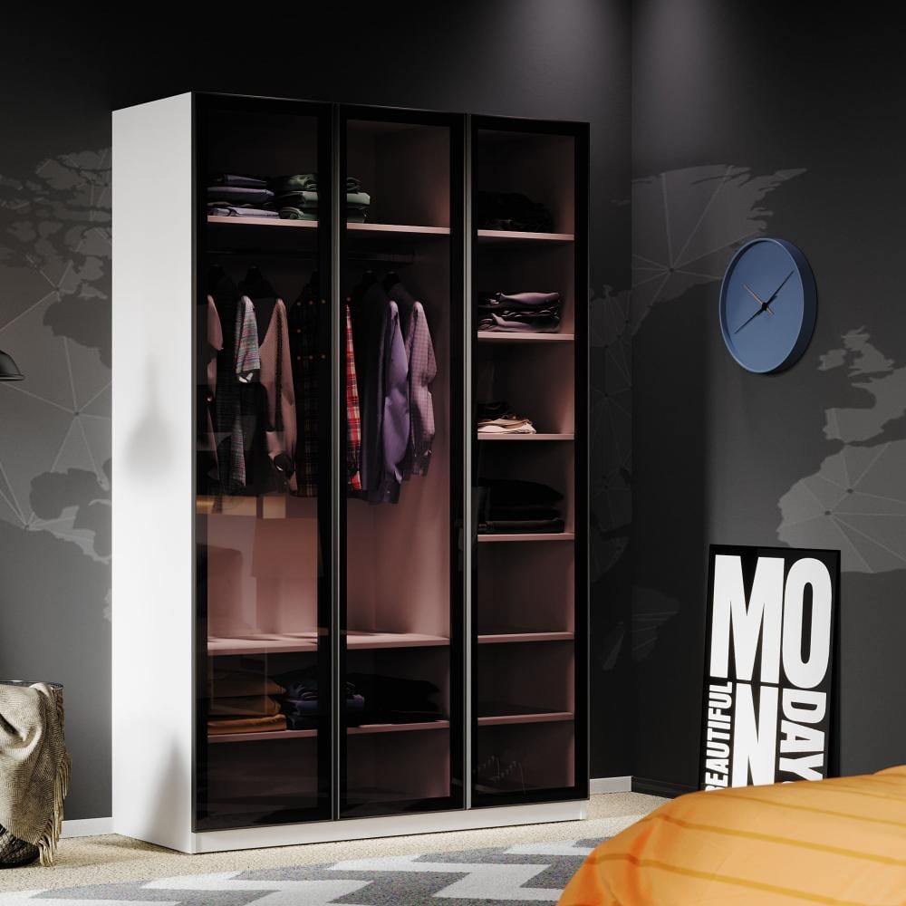 Legend white 3-door glass wardrobe