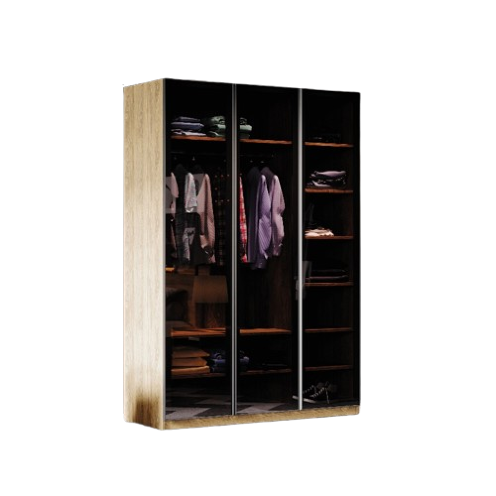 3-door transparent wardrobe, legendary gray youth glass