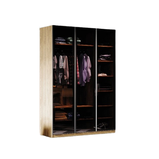 3-door transparent wardrobe, legendary gray youth glass