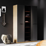 Legend 3-door wardrobe, youthful gray (2 wooden doors and 1 glass door)