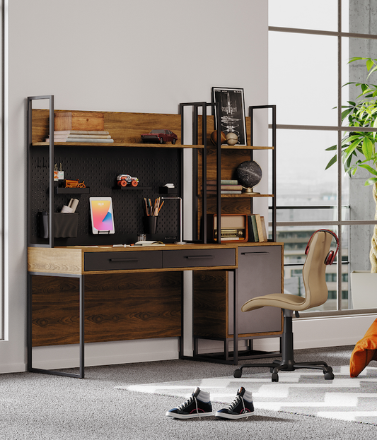 Youthful Grey Legend Study Desk with Shelf