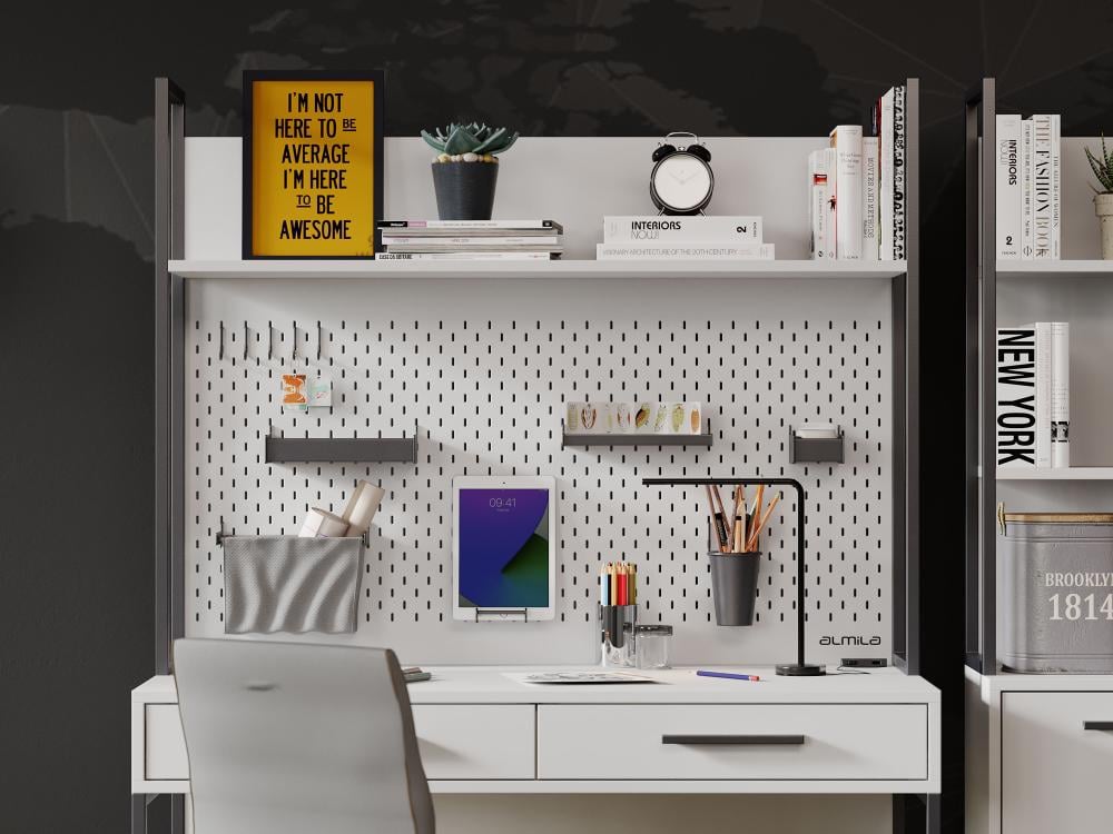 Study desk with shelf, white legend, youth