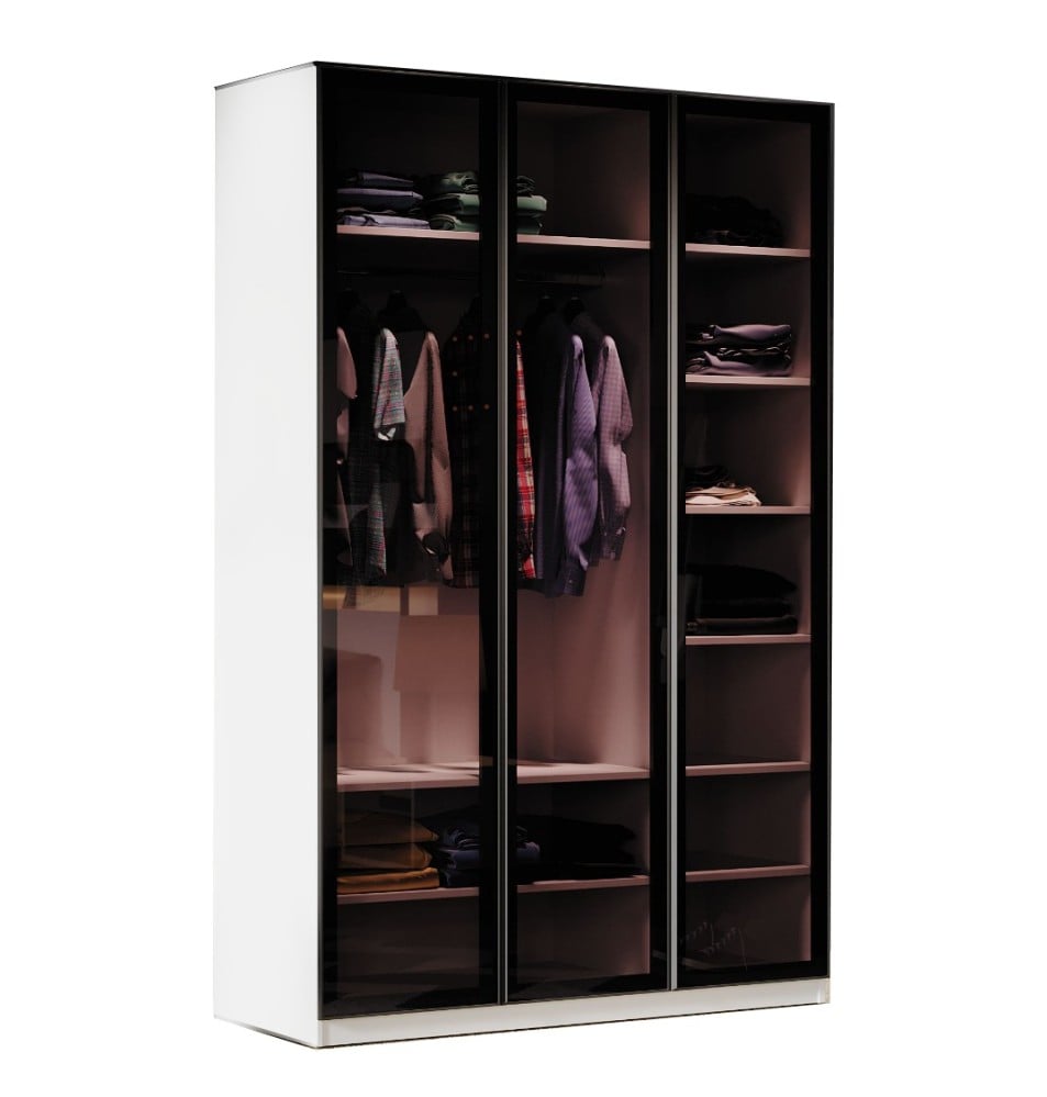 Legend white 3-door glass wardrobe