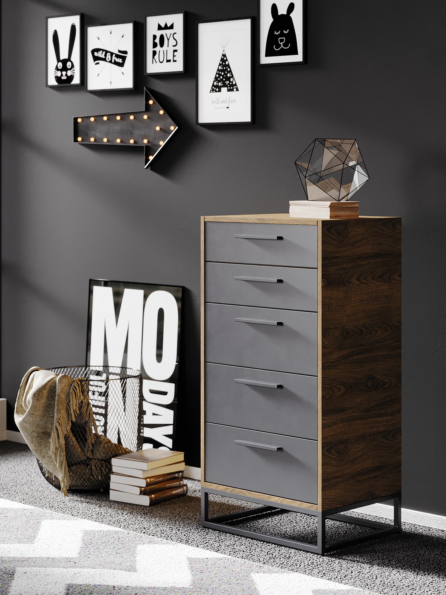 Youthful Grey Legend Chest of Drawers