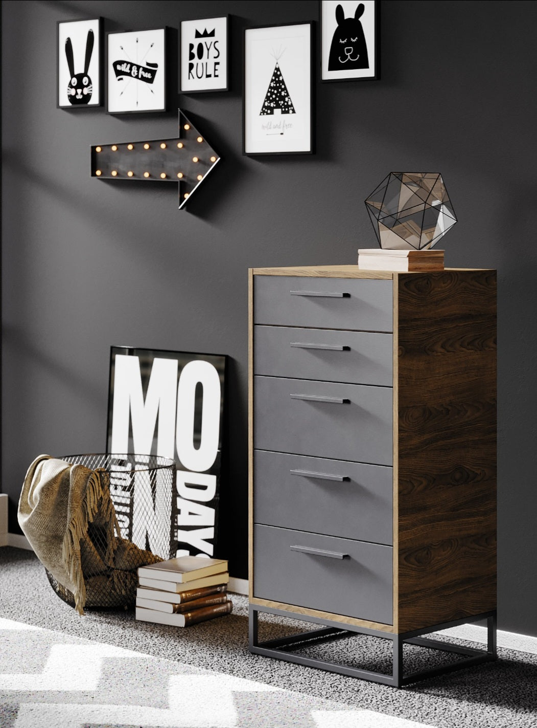 غرفة شبابيه ليجند رمادي7 قطع